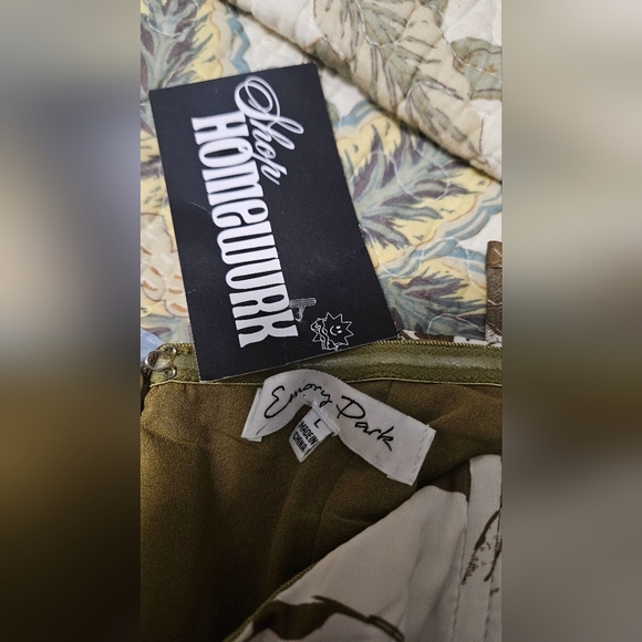 EMORY PARK Olive swirl BUSTIER MINIDRESS WITH WAIST TIE. Size Med NWT - Picture 15 of 16